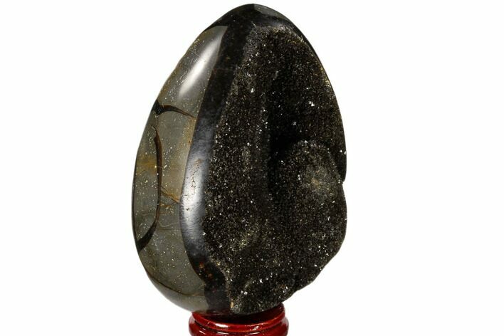 Septarian Dragon Egg Geode - Black Crystals #118742